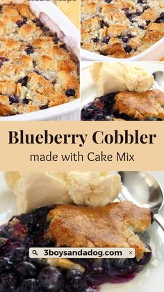 blueberry cobbler made with cake mix