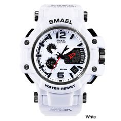 48% OFF ON SMAEL WATCHES MEN DIGITAL WATCH WHITE SPORT WATCH. DON'T MISS IT! Score from the best selection of products available online. Our store is gladly offering you the Smael Watches Men Digital Watch White Sport Watch at a 48% discount! Shop now, as this item won't last forever! Buy from us and be guaranteed: Premium-quality products Fast, worldwide delivery A friendly customer service team ready to answer any product or order inquiries A flexible return policy SMAEL WATCHES MEN DIGITAL WA Tactical Watch, Clock Digital, Led Watch, Mens Sport Watches, Fossil Watch, Casual Watches, Sports Watch, Quartz Clock, G Shock