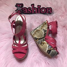 Ladies Cute & Comfy Pink Sandals With Snakeskin Pattern Wedge Heels . New Without Tags. Never Worn. Size 8.5 . In Great Condition. Comfy Wedges, Snakeskin Pattern, Pink Sandals, Cute Comfy, Wedge Heels, Women's Shoes Sandals, Shoes Sandals, Wedges, Women Shoes