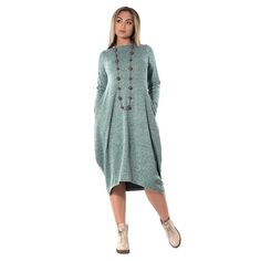 Gender: Women Material: Polyester Material: Spandex Style: Casual Silhouette: Straight Pattern Type: Solid Sleeve Length(cm): Full Decoration: None Dresses Length: Mid-Calf Sleeve Style: REGULAR Waistline: Natural Neckline: O-Neck Season: Winter