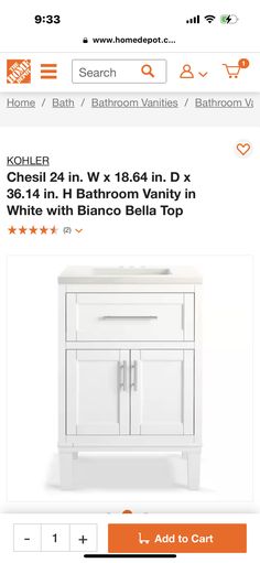 the bathroom vanity is on sale for $ 59, and it's in white with orange