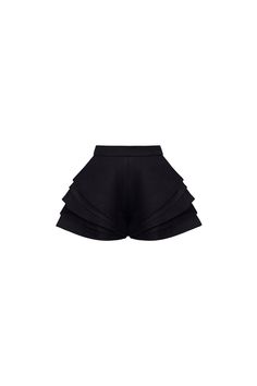 The shorts offer a unique blend of velvet and burlap for a chic and stylish look. The fit and flare design is perfect for accentuating curves, while the layered fabric adds dimension to any outfit. With these shorts, you'll feel confident and fashionable. Elegant Ruffled Fitted Shorts, Ruffle Trim Shorts, Summer Black Ruffled Shorts, Fitted Black Ruffled Shorts, Black Lace Trim Shorts, Unique Skirts, Spandex Top, Velvet Midi Dress, Fair Lady