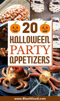 halloween party appetizers with text overlay that reads 20 halloween party appetizers