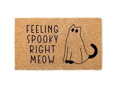 a door mat that says feeling spooky right meow