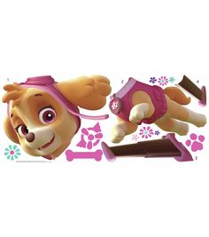 the paw patrol character is flying through the air with her pink outfit on and headband