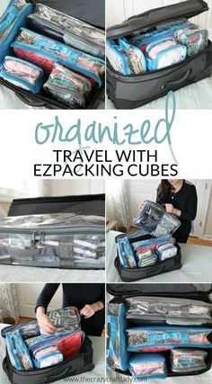 the organized travel with ezpacking cubes is an easy way to organize your luggage