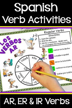 spanish verbo activities for kids to practice their english and spanish words with an interactive game