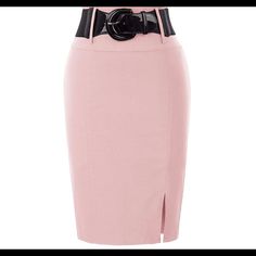 Wear To Work Bodycon Pencil Skirt With Belt Solid Color Belt Closure Item Feature: High Waist Pencil Style; Side Split Design; Matched With Removable Pu Leather Belt The Skirt Is Made Of Comfortable And Stretchy Fabric, Very Comfortable And Soft Hand Or Machine Wash Cold Water With Low Iron Package Content: 1*Skirt With Matched Belt(The Belt Can Be Wore With Tops, Dresses, Other Clothing As Well) Pink High Waist Skirt For Work, High Waist Pink Skirt For Work, Pink High Waist Skirt For Workwear, Pink Lined Skirt For Office, Pink Skirt For Office Wear, Elegant Pink Pencil Mini Skirt, High-waisted Pencil Skirt For Office, Chic High-waist Mini Skirt For Office Wear, Chic High Waist Mini Skirt For Office Wear