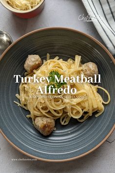 a plate of pasta with meatballs on it