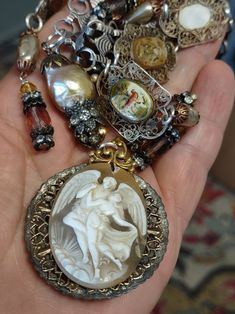 Antique Greek God Cameo, Zultanite, Vintage Painted Persian MOP Assemblage Necklace - Etsy Jewelry Storage Diy, Assemblage Necklace, Greek God, Storage Diy, Old Jewelry, Jewelry Storage, Greek Gods, Diy Storage, Assemblage