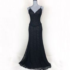 Absolutely Gorgeous Lace Gown. Has Ribbon Shoulder Straps, An Attached Ribbon Belt At The Waist, Lays Beautifully On The Body Giving A Nice Silhouette, Back Zip Closure, Has A Black And Nude Colored Semi-Sheer Linings. Perfect For Prom, Wedding Or Black Tie Event. Worn Once Vera Wang Dresses, Vera Wang Dress, Ribbon Belt, Black Tie Event, Prom Wedding, Lace Gown, Vera Wang, Black Tie, Shoulder Straps