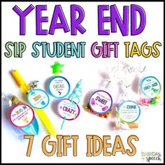 the year end student gift tags are on display