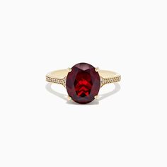 Effy Bordeaux 14K Yellow Gold Garnet and Diamond Ring, 4.76 TCW White Diamond Rings Engagement, Garnet And Diamond Ring, Self Made, Garnet Rings, Garnet Gemstone, Oval Diamond, Gold Yellow, White Diamond, Ring Gift