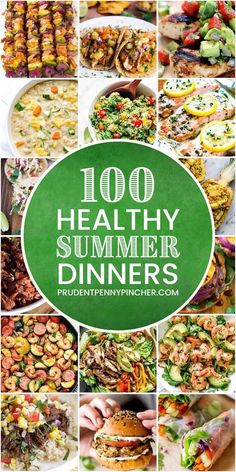 a collage of healthy summer dinners