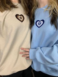 Love Hearts Crewneck embroidered on a 50/50 cotton polyester blend unisex crewneck. Order up a size for an oversized look. Made with love ❤️ Ships in 1-2 days with tracking ✉️ Cotton Sweatshirt With Heart Graphic And Long Sleeves, Long Sleeve Cotton Sweatshirt With Heart Graphic, Cotton Sweatshirt With Heart Graphic, Long Sleeve, Casual Oversized Sweatshirt With Heart Graphic, Cotton Crew Neck Sweatshirt With Heart Print, Crew Neck Sweatshirt Outfit, Heart Hoodie, Edgy Jewelry, Embroidered Crewneck