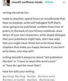 someone wrote this on their twitter account about writing the book, and it's really funny