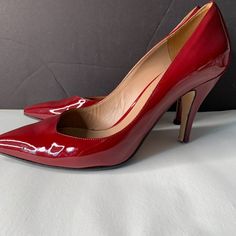 The Seller Vero Cuoio Red Patent Shoes Heels 3.5" Size Eu 38/ Us 7.5 Made In Italy New With Flaw - Needs One Heel Tip Replacement . No Box Please See Pictures Classic Heels With Red Sole And Medium Width, Red Medium Width Court Shoes With Padded Heel, Red Medium Width Heels For Office, Red Almond Toe Heels For Office, Formal Red Round Toe Heels, Red Court Shoes With Reinforced Heel And Medium Width, Red Formal Court Shoes With Padded Heel, Red Padded Heel Court Shoes For Office, Red High Heel Court Shoes For Office