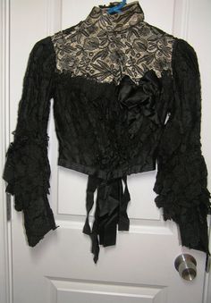 Vintage Victorian Black Blouse with 4 Kinds by VictorianWardrobe, $150.00 Gothic Black Top With Lace Collar, Black Gothic Blouse For Formal Occasions, Fitted Black Vintage Victorian Dress, Fitted Black Gothic Lace Top, Fitted Gothic Lace Top With Lace Trim, Black Vintage Victorian Dress For Wedding, Vintage Black Victorian Wedding Dress, Black Fitted Lace Top With Ruffles, Black Vintage Victorian Wedding Dress