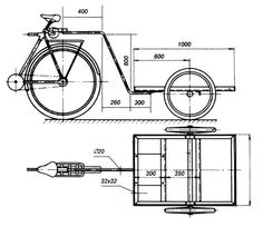 a drawing of a bicycle with wheels and spokes on the front, side and back