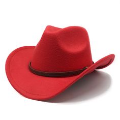 ProductNo SP240824YRHQ Winter Rodeo Felt Hat, Casual Single-color Fedora For Rodeo, Fitted Red Casual Hat, Casual Red Hat With Short Brim, Casual Top Hat With Curved Brim, Casual Solid Top Hat With Curved Brim, Classic Red Brimmed Felt Hat, Red Fedora With Curved Brim, Solid Color Winter Hat For Rodeo