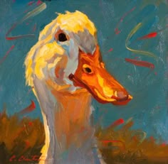 an oil painting of a duck with yellow feathers