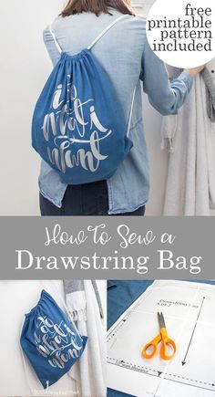 how to sew a drawstring bag with free printable instructions for beginners