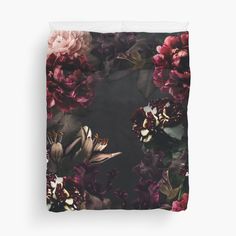 a black and red floral print duvet cover