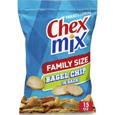 chex mix family size bagel chips, 15 - ounce bags pack of 12