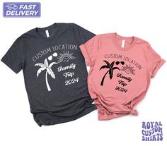 Family Vacation 2024 T-shirt, Custom Family Matching Tee, Family Beach Trip Shirt, Kids Shirt,Beach Vacation Shirts,Holiday Trip Shirt,CS132 Our Thoughts On The Product Our custom t-shirts, custom sweatshirt, custom hoodies are super soft, breathable and perfect for everyday occasions. T-shirts are really soft and light weight. Hoodies and sweatshirts are also super soft from the inside and fleeced. We guarantee that you will love them.  How To Order :)  Please review all of the product pictures carefully and message us if you have any questions. After you reviewed your pictures, determine the color you would like and select the style you would like ( Ex. C Colors Sweatshirt ), select quantity if applicable, enter your personalization if applicable and add to your cart. Please double check Family Matching T-shirt For Beach Vacation, Relaxed Fit Family Matching T-shirt For Vacation, Fun Beach Season Family Vacation T-shirt, Graphic Tee T-shirt For Family Vacation, Family Matching Graphic T-shirt For Vacation, Family Beach Trip, Matching Tees, Family Beach, Custom Sweatshirts