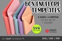 the box envelope templates are 5 sizes and 3 heights