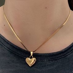 Puffy Heart Herringbone Necklace Puffed Heart Pendant Gold Stainless Steel Herringbone Chain 2.5mm Jewelry Tarnish Proof Unisex Gift - Etsy Gold Heart Jewelry, Puffy Heart Necklace, Fantasy Earrings, Gold Heart Pendant, Herringbone Chain, Herringbone Necklace, Snake Jewelry, Heart Pendant Gold