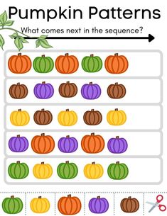 the pumpkin pattern worksheet for children to learn how to count them into placemats