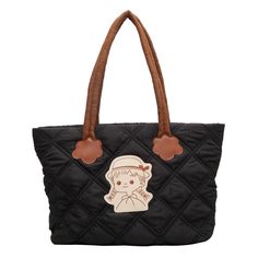 Kylethomasw 2024 Cute Stuffed Cotton Handbag For Women Fashion Cotton Shoulder Bag Female Down Jacket Satchel Girls Large Capacity Tote Bag Casual Winter Satchel With Large Capacity, Black School Bag For Fall, Casual Winter Bag With Zipper Closure, Casual Winter Shoulder Satchel, Casual Winter Bags With Zipper Closure, Casual Brown Quilted Bag, Trendy Winter Travel Satchel, Black Satchel Shoulder Bag For Winter, Black Shoulder Bag For Winter Travel