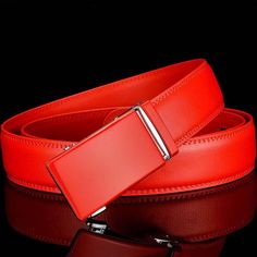 Enhance your elegant and discreet look with the Kristvar men's leather belt. The split leather is smooth and seductive to the touch. This belt is crafted with meticulous attention to detail and double stitching for a refined look. Dare the luxury and reveal your art of fashion! Classic Red Belt Buckles With Removable Belt, Luxury Red Leather Belt, Classic Red Belt For Formal Occasions, Formal Red Leather Belt, Elegant Red Leather Belt, Classic Red Formal Belt, Luxury Red Belt For Formal Occasions, Leather Suit, Bar Accessories Decor