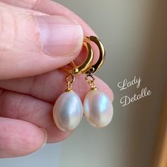 "Very Fine Medium Oval TEARDROP Pearl Earrings, REAL Pearls, Gold or Silver, Reproduction Royalty and real FRESHWATER pearl earrings, lovely glowing pearls A new very FINE, high-end version of my popular Pearl earrings in a larger Medium size,  these are real natural PEARLS of a very high quality,  with a gorgeous lovely sheen and LUSTER and almost no visible flaws. These real PEARLS are in a gorgeous Oval TEARDROP shape and have a lovely sutble yet glossy LUSTER, finished with 16k gold plated o Teardrop Pearl Hoop Earrings For Gifts, Pearl Teardrop Hoop Earrings For Gift, Pearl Teardrop Hoop Earrings As Gift, Oval Pearl Drop Earrings Gift, Oval Pearl Drop Hoop Earrings Gift, Pearl Pendant Dangle Hoop Earrings Gift, Oval Pearl Earrings For Gifts, Dangle Hoop Earrings With Pearl Pendant Gift, White Oval Hoop Earrings For Gift