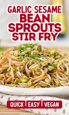 Low-Carb Vegan Bean Sprouts Stir Fry. Low Carb Beans, Stir Fry Vegan, Easy Vegan Lunch, Quick Easy Vegan, Vegetable Side Dish, Quick Stir Fry, Vegan Lunches