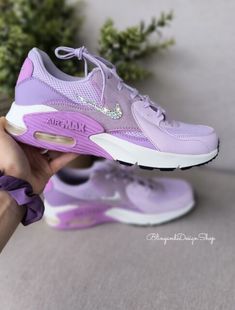 Biker Babe Outfit, Purple Tennis Shoes, Shoes Game, Swarovski Nike, Nike Shoes Women Fashion, Nike Custom, Air Max Excee, Biker Babe, Nike Air Max Excee