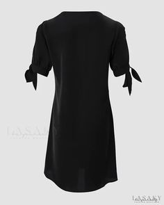 Lasaky - Casual off shoulder dress with graphic print and beaded decor Casual Chiffon Evening Mini Dress, Casual Chiffon Mini Dress For Evening, Casual Off Shoulder Mini Dress For Party, Chiffon Mini Dress With Short Sleeves, Casual Black Off Shoulder Dress, Casual Off Shoulder Midi Dress For Party, Casual Short Sleeve Off Shoulder Dress For Party, Dressy Knee-length Chiffon Dress, Casual Off Shoulder Dress With Short Sleeves For Party