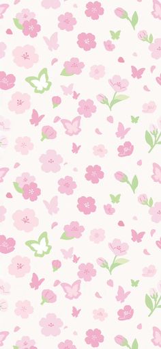 pink flowers and green leaves on a white background