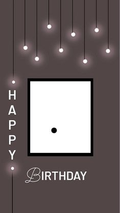 a birthday card with lights hanging from the ceiling and an image of a square in the middle