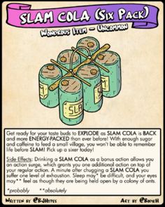 a card from the game slam cola six pack with instructions for how to use it