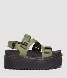 Dr. Martens Kimber Athena Leather Flatform Sandal - Green US 7, Women's Mutedolive PU-coated leather strappy sandal Adjustable hook and latch straps Color pop stitch ripple tread sole Goodyear welt AirWair cushioned footbed 3 heel with a 2 3/8 platform. Due to the nature of leather/suede, small variances of color in the skin may occur, this is in no way considered a defect. These are inherent characteristics of leather/suede and will enhance the individual look of your garment.. PU Coated Leathe Nike Platform Sandals Outfit, Women Shoes 2024, Doc Sandals, Chunky Leather Sandals, Pop Stitch, Flatform Sandals, Chunky Sandals, Cute Sandals, Jewelry Outfit