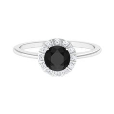 1.75 CT Lab Created Black Diamond Promise Ring with Diamond Halo Lab Created Black Diamond - ( AAAA ) - Quality - Rosec Jewels Black Diamond Promise Ring, Ring With Halo, Diamond Promise Ring, Classic Engagement Ring, Classic Engagement, Diamond Promise Rings, Black Diamond Ring, Ring With Diamond, Sparkling Diamond