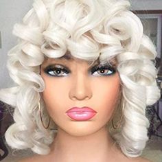 White Blonde Short Curly Bang Ladies Wig *New* Arrives New Synthetic White Blonde Short Afro Curly Wigs With Bangs For Women Big Bouncy Fluffy Curly Wig Full Cap Adjustable Back Straps For Change In Sizing Blonde Short Afro, Curly Wigs With Bangs, Dark Brown Hair Extensions, Short Curly Wig, Bangs For Women, Blonde Short, Short Afro, Curly Bangs, Ombre Hair Extensions