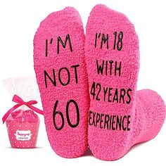 Birthday SocksSay it with socks - "I'M NOT 60, I'M 18 WITH 42 YEARS EXPERIENCE", which is soft and moisture wicking, wrapping your feet with excellent comfort. They make the perfect gift for women in their 60s.Size & MaterialThese fluffy socks are made of plush coral fleece, providing ultimate comfort and warmth. Designed to fit girls’ shoe sizes 6-10. Our fuzzy birthday socks also feature black non-slip soles, ensuring your safety on wood and tile floors.Cupcake PackagingTo ensure easy t... Elephant Gifts Christmas, 71st Birthday, 71 Birthday, Cupcake Packaging, Christmas Wedding Gifts, Fluffy Socks, Fuzzy Socks, The Perfect Birthday, Valentines Day Weddings