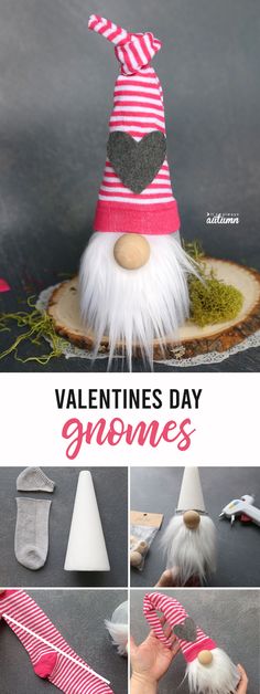 valentine's day gnomes made out of paper and yarn are great for kids to make