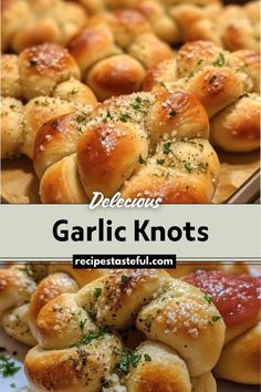 garlic knots with cheese and parsley on top