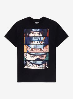 a black t - shirt with an image of anime characters on it