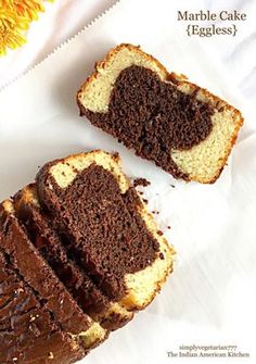 two slices of chocolate marble cake on top of each other