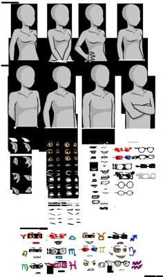 the different types of glasses are shown in this graphic style, with each individual's face and body